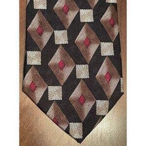 J. Z Richards Parisian Hand Made Black Brown Silk Men’s Neck Tie Made In Usa